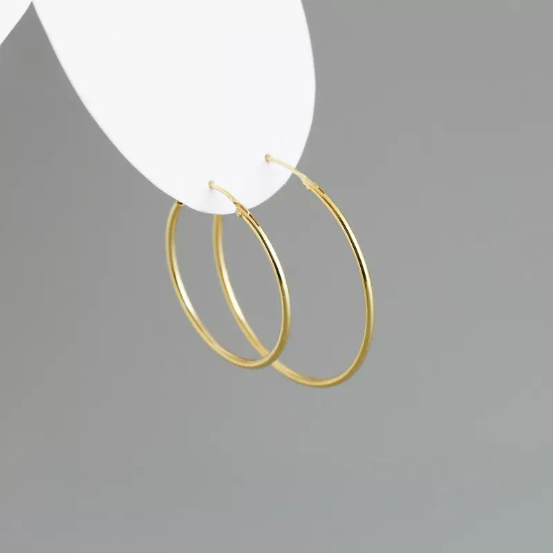 Billede af Classic Slim Hoops 925 Sølv 18K Guldbelagt