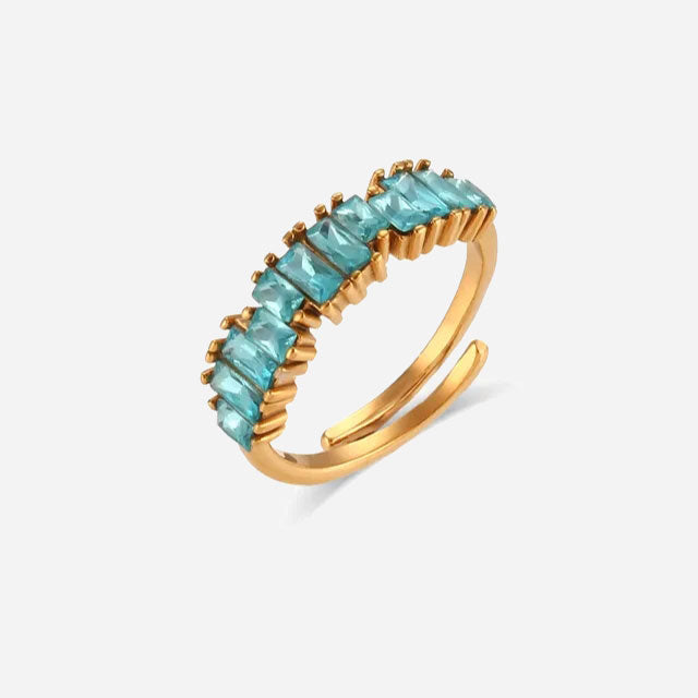 Billede af Summer Light Blue Ring 18K Guldbelagt