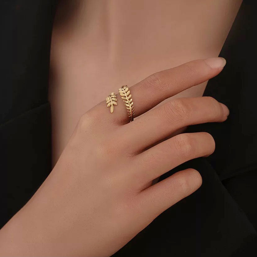 Billede af Golden Leaf Ring 18K Guldbelagt