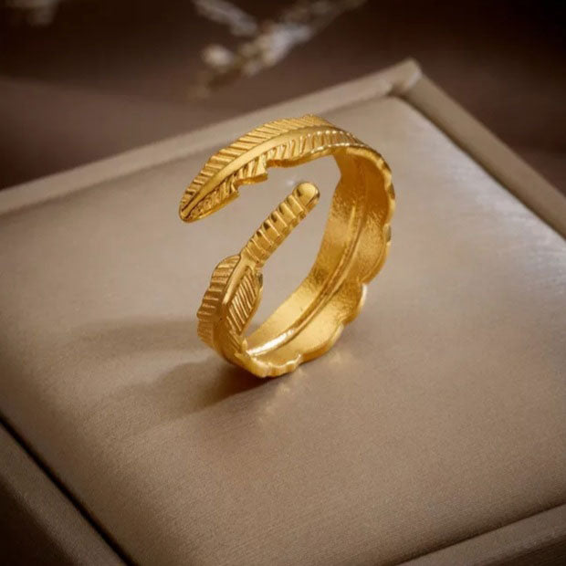 Billede af Feather Ring 18K Guldbelagt