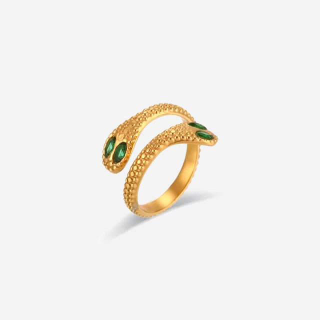 Se Green Snake Deluxe Ring 18K Guldbelagt hos Callisto Jewellery