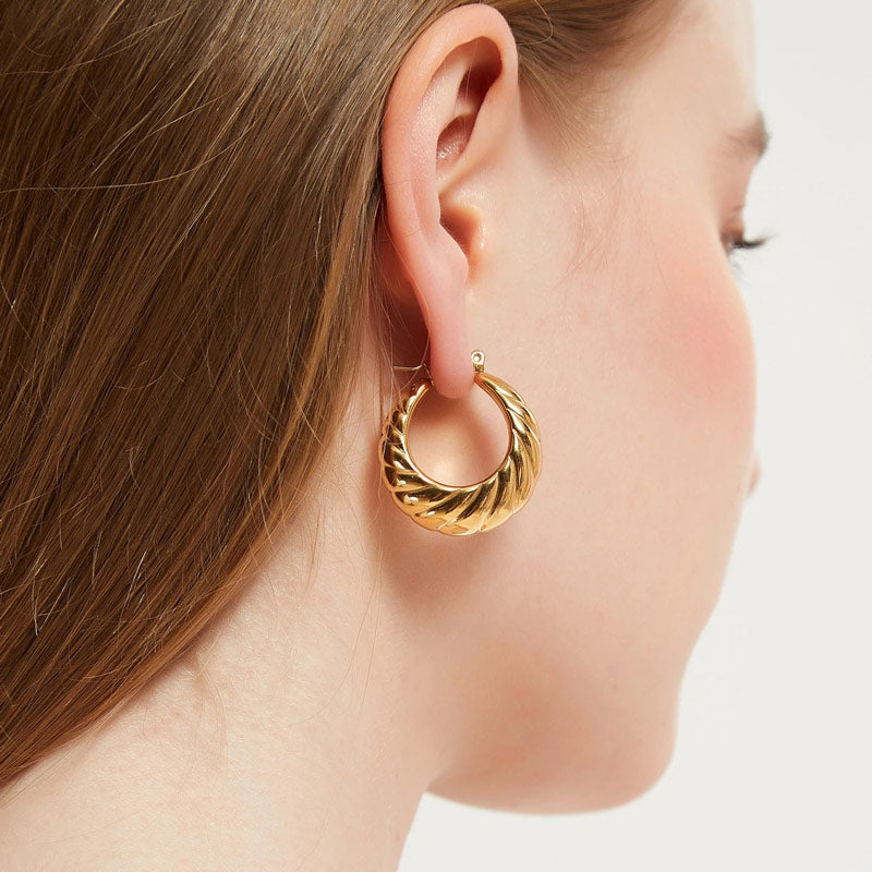 Billede af Chunky Twisted Dome Hoops 18K Guldbelagt