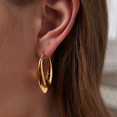 Billede af Chunky Teardrop Hoops 18K Guldbelagt