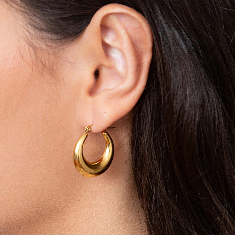 Billede af Small Chunky Hoops 18K Guldbelagt