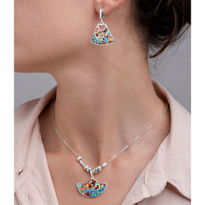 Enamel Jewelry Set with Butterflies in Sterling Silver