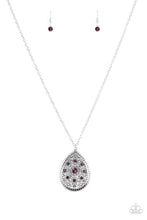 Load image into Gallery viewer, Paparazzi I Am Queen - Purple - Teardrop Pendant - Silver Necklace &amp; Earrings - $5 Jewelry with Ashley Swint