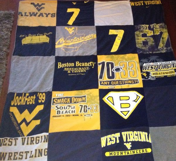 West Virginia University Wrestling T Shirt Quilt