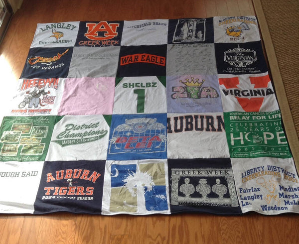 Cheer, War Eagles and ZTA Remembered - Project Repat T Shirt Quilts