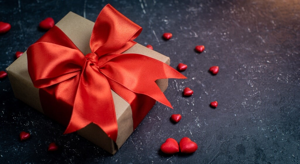 Valentine's gift wrapped with a red box