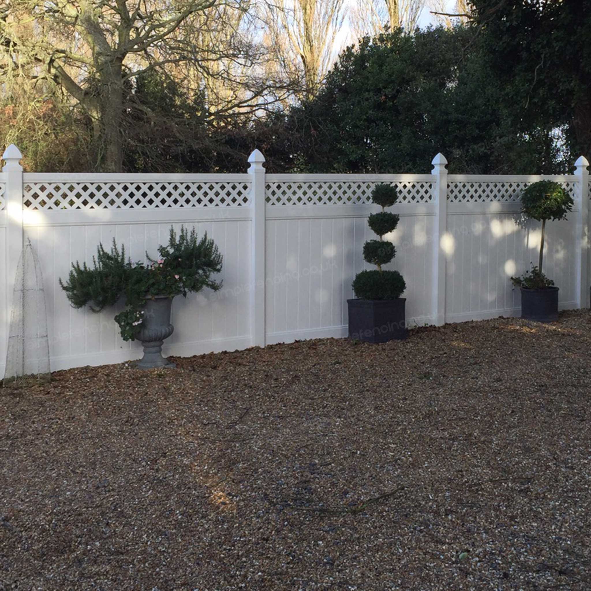 Cascade 8 Ft W X 6 Ft H White Vinyl Privacy Fence Panel With Lattice Simple Fencing Simplefencing Co Uk