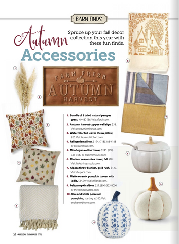 Autumn Accessories from American Farmhouse Style featuring Coral and Tusk Fall Garden Embroidered Pillow.