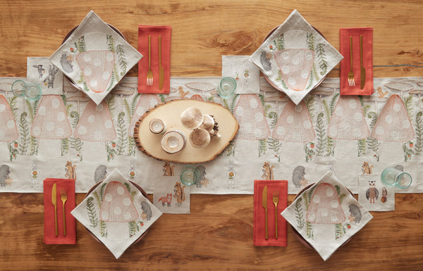 Mushroom Table runner and dinner napkins