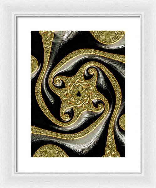 Golden And Black Decorative Fractal - Framed Print