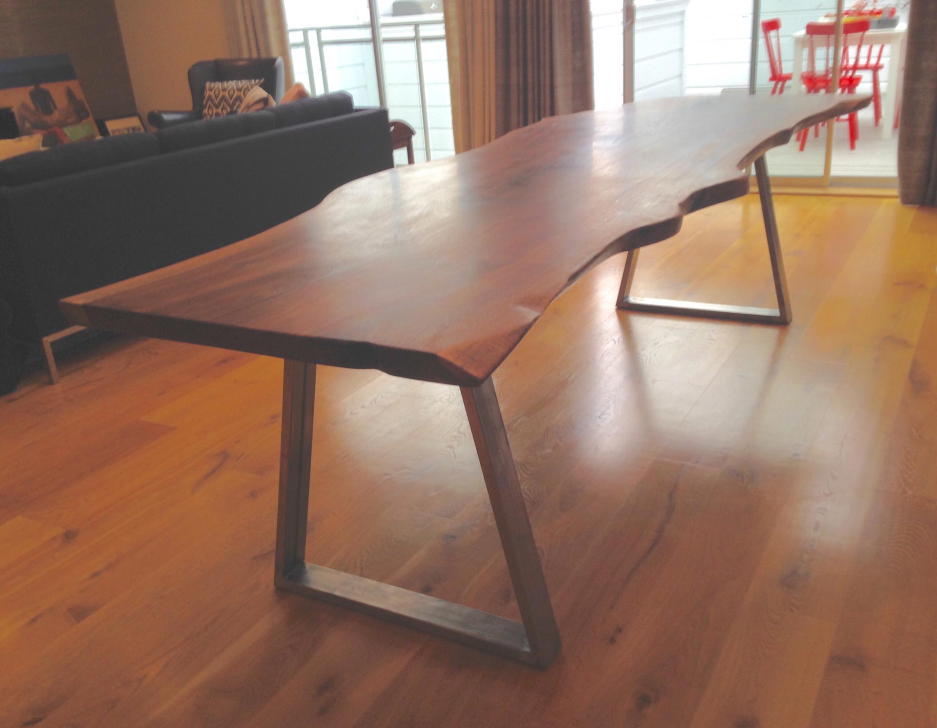 Live Edge Dining Table with wood table bases