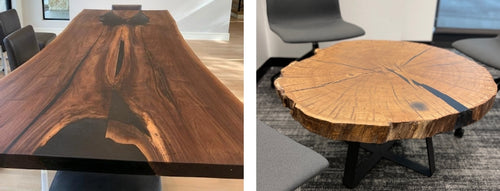 2 photos of commercial live edge wood projects