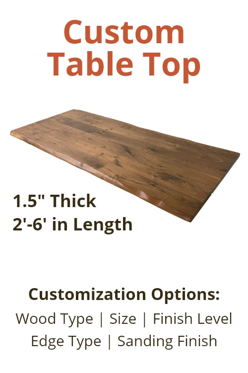 3 Thick Solid Wood Custom Table Top - 2' to 6