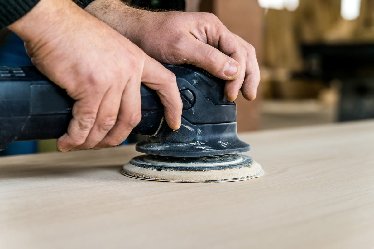 sanding wood slab