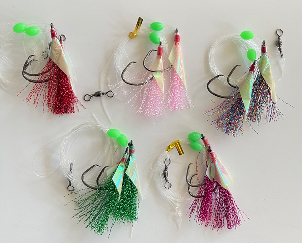 6x 8/0 Chemically Sharpened Reef Catcher Flash Reef Rig In 3 Colours  Fishing Tackle