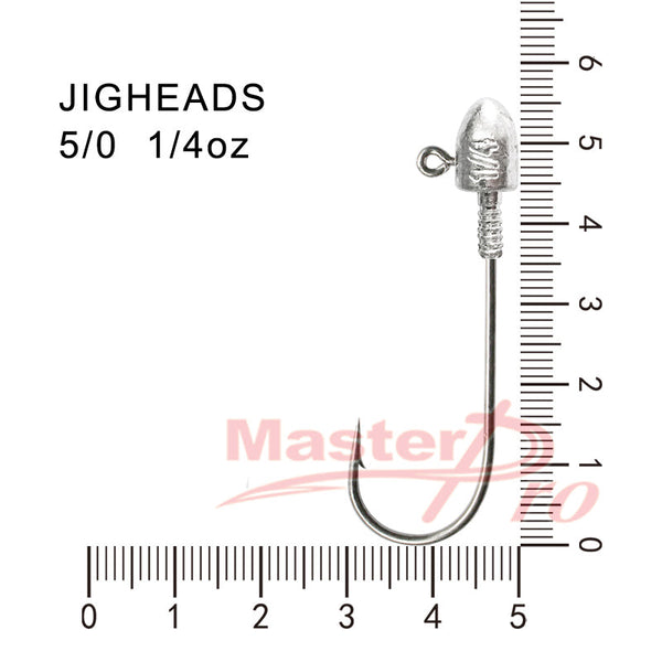 100pcs Size 3/0, 1/4 OZ Jig Heads High Chemically Sharpened Hooks