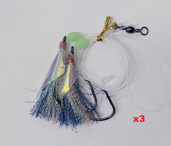 6x 8/0 Chemically Sharpened Reef Catcher Flash Reef Rig In 3 Colours  Fishing Tackle