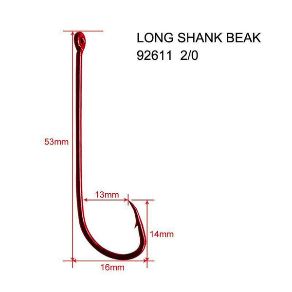 100xQuality Long Shank 8# RED Hooks Fishing Tackle