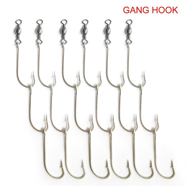 Pre-rigged Gang Hooks 10 Sets Size 4/0 Fishing Tackle