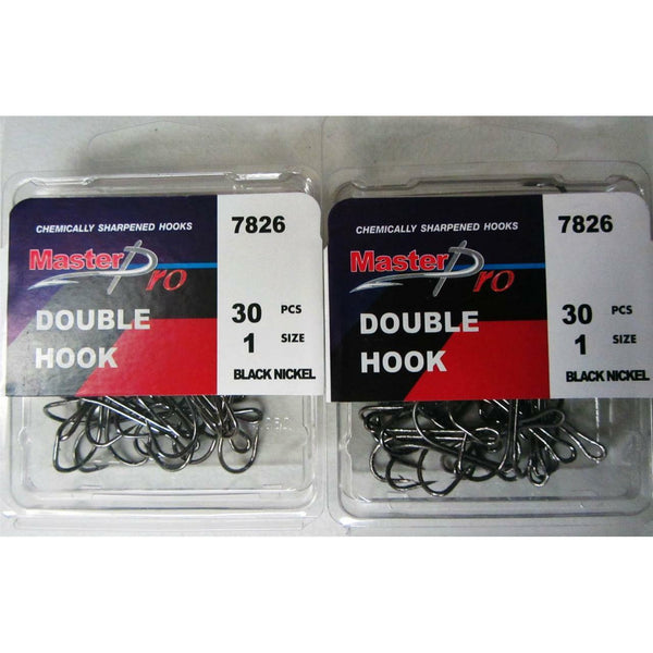 60 x Quality Chemically Sharpened Double Hooks 6# Fishing Tackle