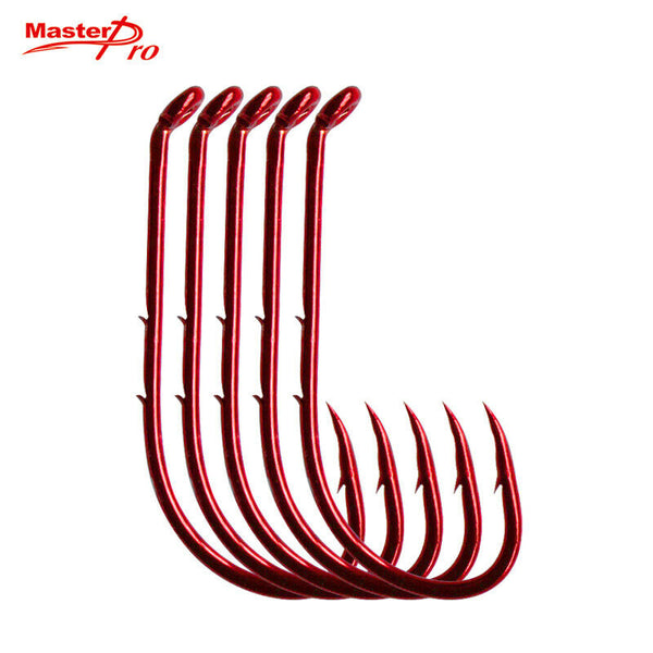 100 pcs Chemically Sharpened Baitholder Hooks 3/0 Red Fishing