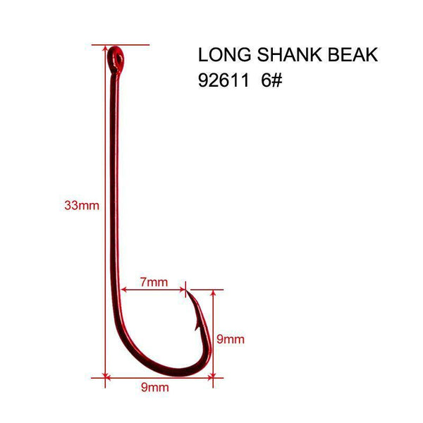 90 x Quality Long Shank 2/0 RED Hooks Fishing Tackle
