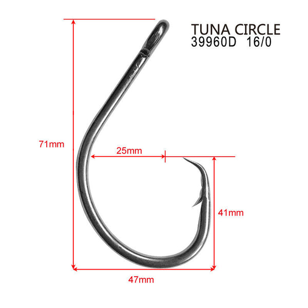 100/1000X Chemically Sharpened Tuna Circle Hooks Size 12/0 Fishing Tackle