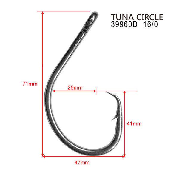 100/1000X Chemically Sharpened Tuna Circle Hooks Size 12/0 Fishing