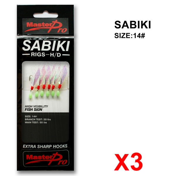 3 Packs 1/0,2/0,3/0 Sabiki Bait Rigs Fishing Tackle