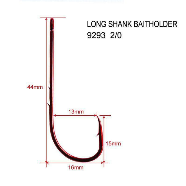 500X Long Shank Baitholder Hooks RED Size 8# Fishing Tackle