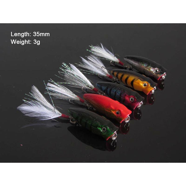 5 X Transparent Small Size Popper Lures Fishing Tackle