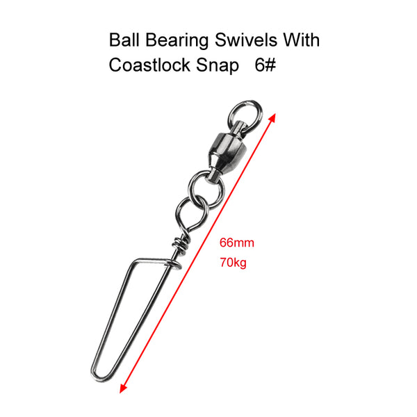 10pcs (2pks) Ball Bearing Swivel with Split Ring Size 4# 5# 6# 15-45kg