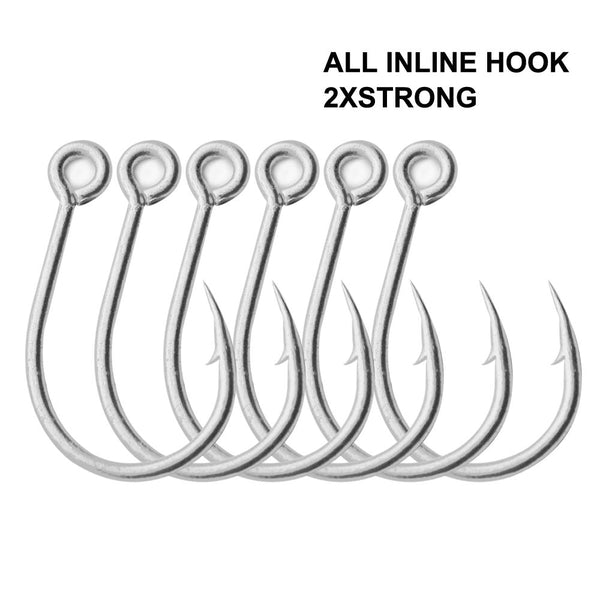 30-100pcs 2 X Strong Straight Eye Inline Circle Hooks 4/0-10/0 Fishing  Tackle
