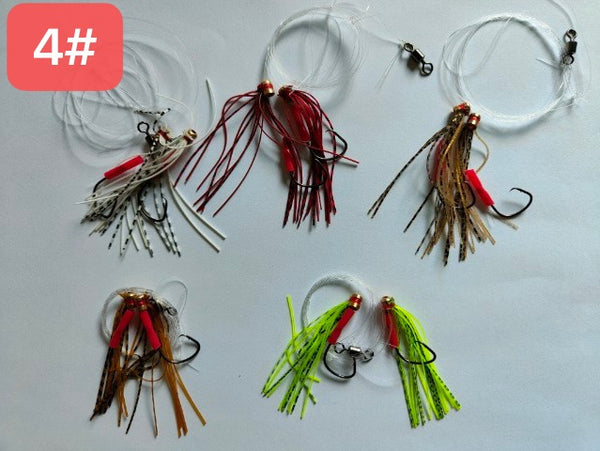 30 X MasterPro Skirt Rigs Whiting Fishing Rigs in 5 colours size 4