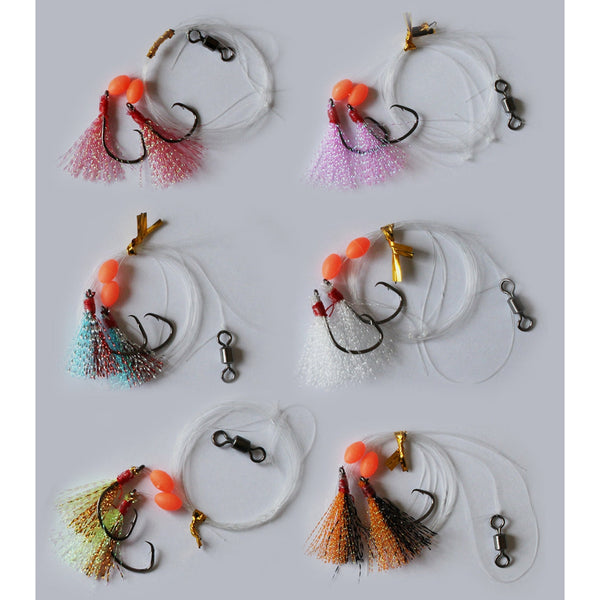 6 x Custom Designed Whiting Flasher Rigs 6 Different Colours Size #4 Fishing  Hooks