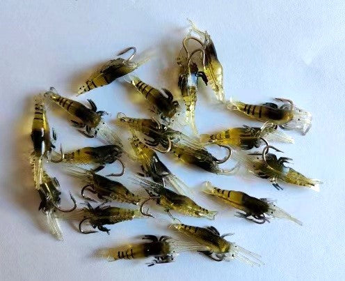 Artificial Shrimp Hook Only 3-1/4 Pink/Yellow 6 Pack Artificial