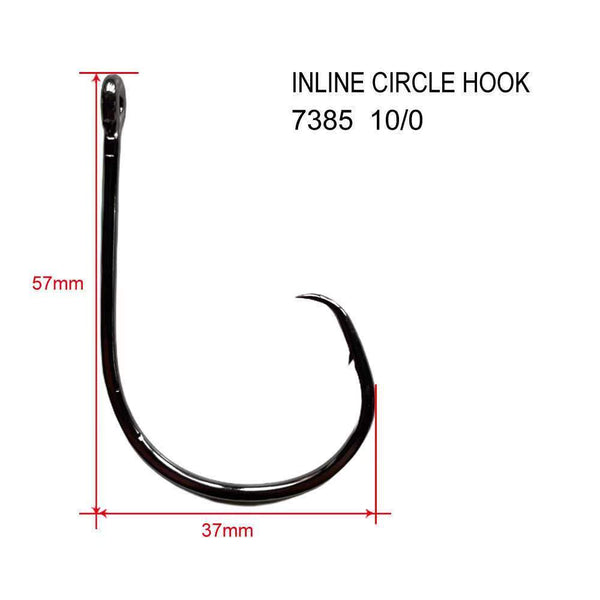 100pcs 6/0 Straight Eye Inline Circle Hooks Tackle Tournament