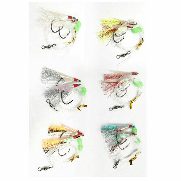 15X Custom Designed Tangle Free Skirt Flasher Whiting Rigs Hook In Size 4#,  6#