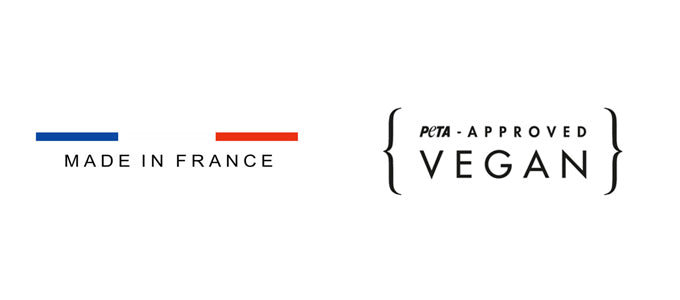 Logo made in France et peta approved