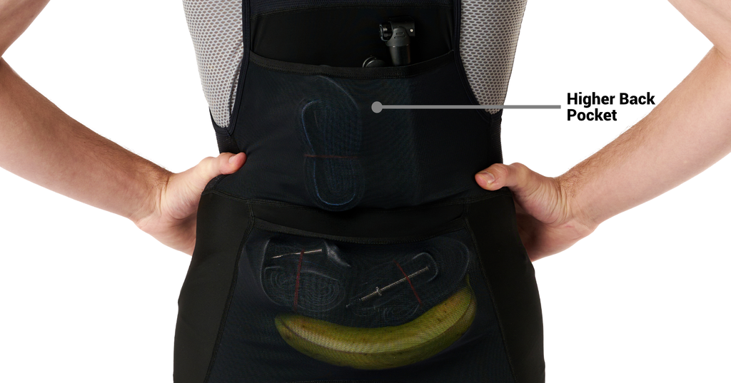 What can you put into the higher up pocket on your Cargo Bibshorts?