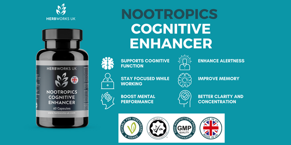 Nootropics Cognitive Enhancer supplements - 60 capsules - halal, vegan, made in UK