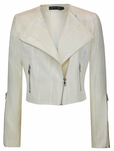 Cream Moire Moto Jacket – J'Amy Tarr