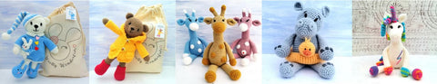 Amigurumi Animals - giraffe, hippo, bear and unicorn