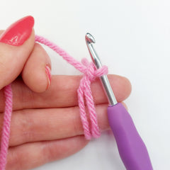 Step 7. This is the completed slip knot which holds your loops in place, it does not count as a stitch. You are now ready to begin adding your stitches into the Magic Circle. 