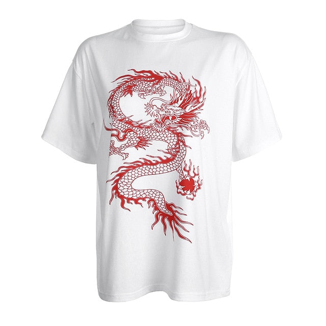 Design Oversized T Shirt With Dragon Print Makefullshop