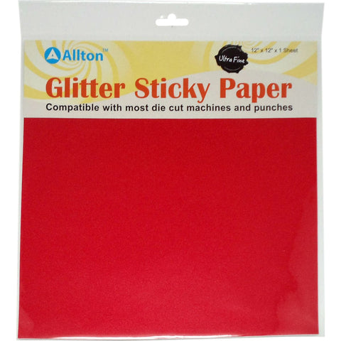 Allton Ultra Fine Glitter Sticky Paper 12"X12"-Gala Red