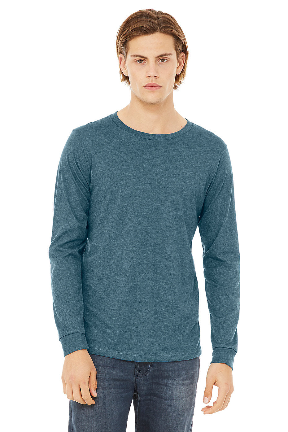 Bella Canvas Long Sleeve 3501 CVC - Heather Deep Teal – Lucky Wholesale